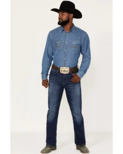 Wrangler 20X Men's Fawnbrook Dark Wash Slim Straight Stretch Denim Jeans - Long