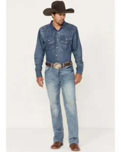 Rock & Roll Denim Men's Double Barrel Medium Vintage Wash Straight Reflex Denim Jeans 8 Rock & Roll Denim Men's Double Barrel Medium Vintage Wash Straight Reflex Denim Jeans -Sheplers Sales 2000386195 414 P3
