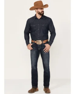 Rock & Roll Denim Men's Rifle Dark Vintage Wash Skinny Reflex Denim Jeans -Sheplers Sales 2000386199 416 P3