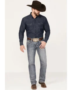Rock & Roll Denim Men's Pistol Medium Vintage Wash Straight Leg Denim Jeans -Sheplers Sales 2000386204 414 P3