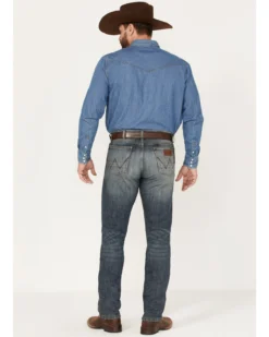 Wrangler Retro Men's Dark Night Medium Wash Slim Straight Stretch Denim Jeans -Sheplers Sales 2000388947 414 P3